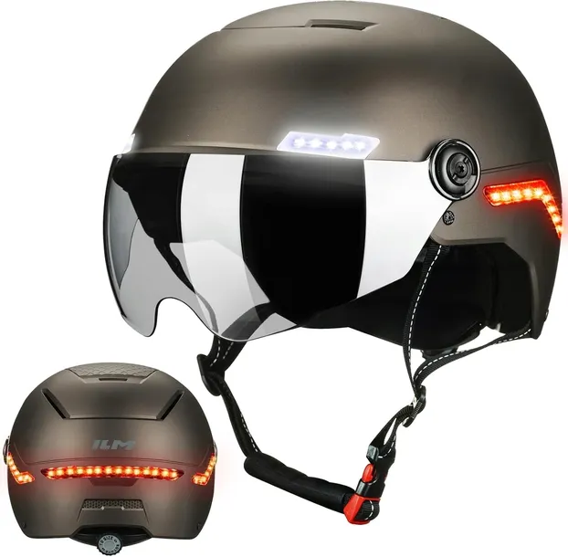 INTELIGENTNY KASK ROWEROWY ŚWIATŁO LED KIERUNKOWSKAZY STOP WIZJER 58-61,5CM