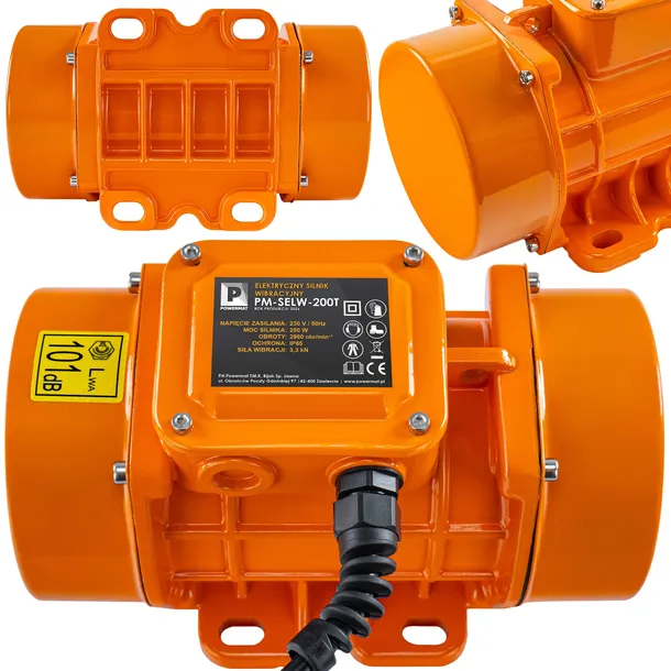 SILNIK WIBRACYJNY WIBRATOR DO BETONU 1-FAZOWY 230V 200W 2980 OBR/MIN IP65