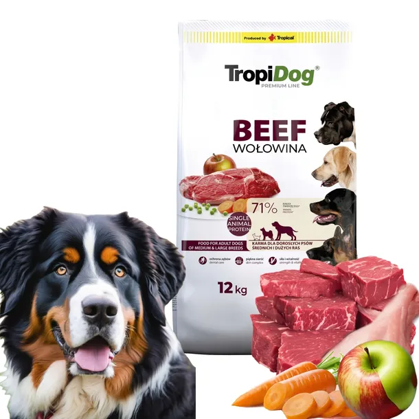 Tropidog Wołowina duża rasa 12kg Karma dla psa