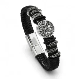 bransoletka-meska-pleciona-wikingow-vegvisir-czarna-punk