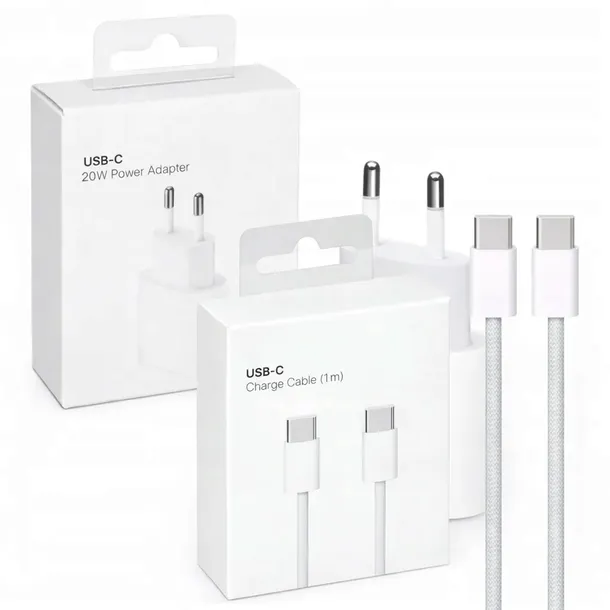 SZYBKA ŁADOWARKA DO APPLE 20W + KABEL 60W USB-C SIECIOWA DO IPHONE 17 PRO