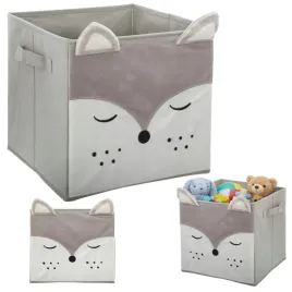 kosz-pojemnik-organizer-tekstylny-dla-dzieci-na-zabawki-szary-lisek-29x29cm