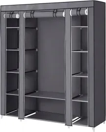 szafa-z-materialu-garderoba-z-polkami-szara-175-cm