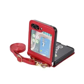 etui-do-samsung-galaxy-z-flip-5-leather-strap-czerwony-pokrowiec-obudowa