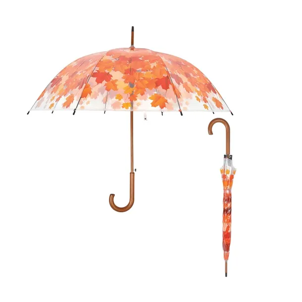 Duży Przeźroczysty parasol wzór Liści Składana Parasolka we wzory 95cm