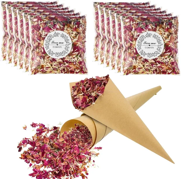 Rożki na Konfetti z Papieru Kraft Ozdobne Zestaw 32 Brązowe Naturalne