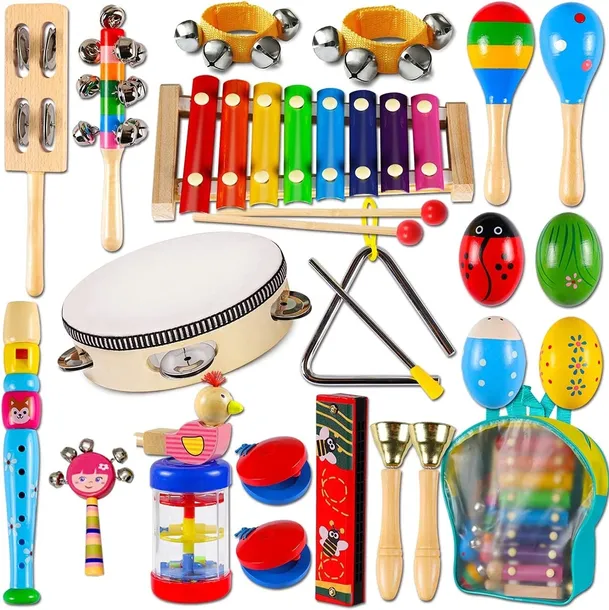 INSTRUMENTY MUZYCZNE DLA DZIECI W PLECACZKU AŻ 26 ELEMENTÓW