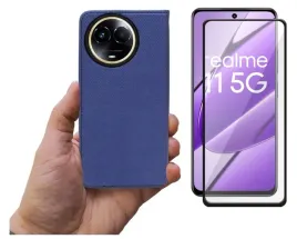 etui-do-realme-11-5g-rmx3780-case-pokrowiec-smart-magnet-granat-i-szklo-9d
