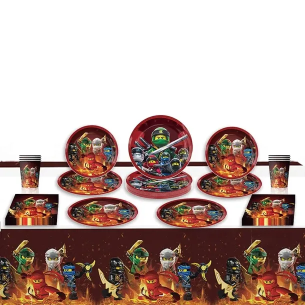 Oro Party Zestaw Dekoracji na stół LEGO NINJAGO talerzyki kubki serwetki