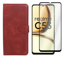 etui-smart-leather-do-realme-c61-c63-note-60-obudowa-case-czerwone-i-szklo