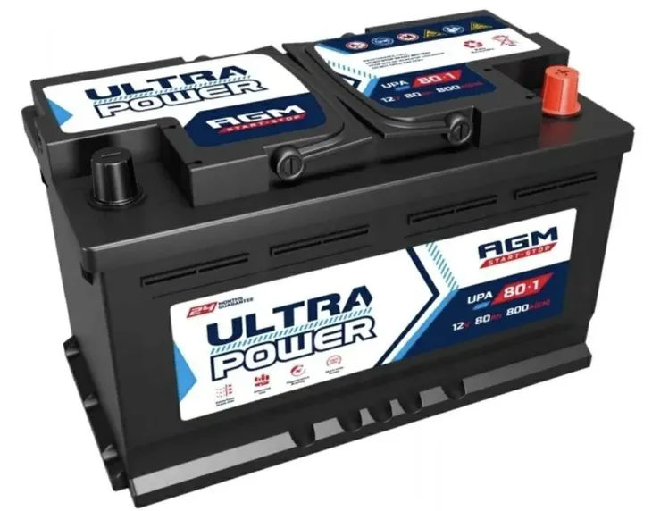 AKUMULATOR ULTRA POWER AGM STRAT-STOP 80AH 800A P+ RADOM