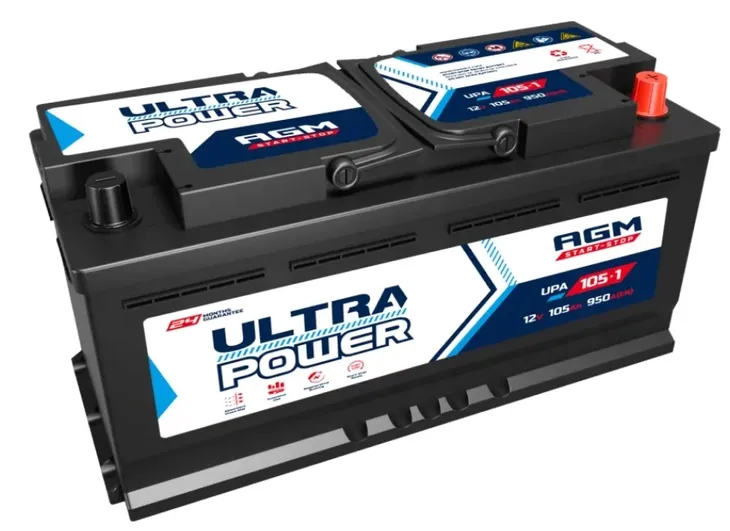 AKUMULATOR ULTRA POWER AGM START-STOP 105AH 950A P+ RADOM