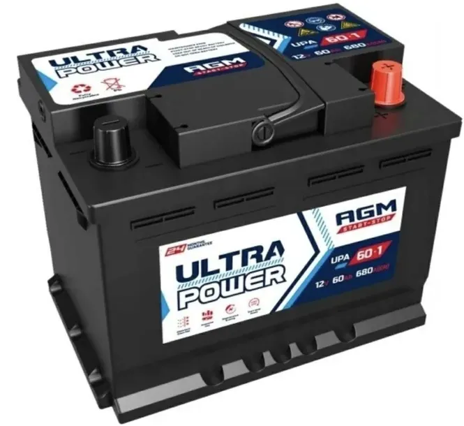 AKUMULATOR ULTRA POWER AGM STRAT-STOP 60AH 680A P+ RADOM