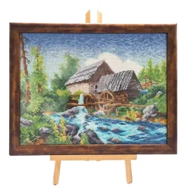 recznie-haftowany-obraz-z-motywem-krajobrazu-mlyn-nad-rzeka-36x46-cm