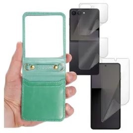 etui-kejs-leather-case-strap-do-samsung-galaxy-z-flip7-niebieski-i-hydrogel