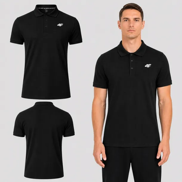 KOSZULKA POLO MĘSKA SPORTOWA 4F BAWEŁNIANA 3XL CZARNA M0771 SS26