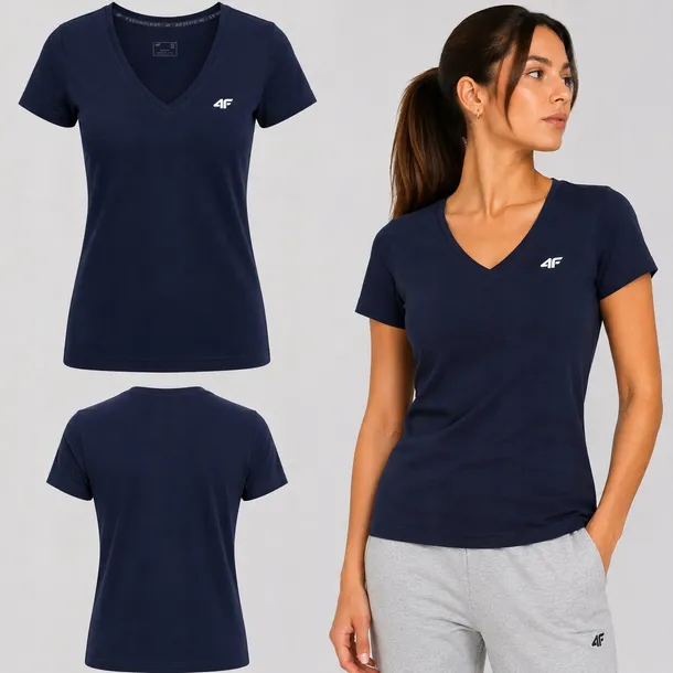 T-SHIRT DAMSKI 4F KOSZULKA SLIM BAWEŁNIANA TRENINGOWA M F3307 SS26