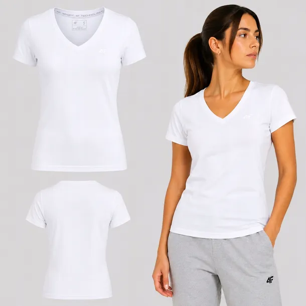 T-SHIRT DAMSKI 4F KOSZULKA SLIM BAWEŁNIANA TRENINGOWA M F3307 SS26