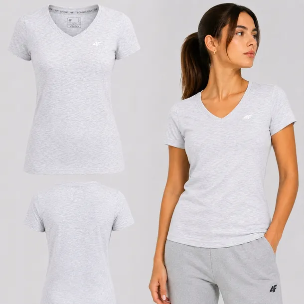 T-SHIRT DAMSKI 4F KOSZULKA SLIM BAWEŁNIANA TRENINGOWA XL F3307 SS26