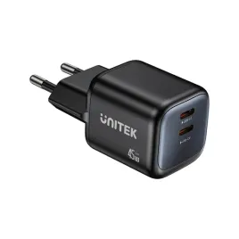 unitek-ladowarka-sieciowa-2-portowa-gan-45w-2xusb-c-pd-3-0-qc-czarna