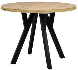 stol-okragly-100-cm-rozkladany-do-200-blat-dab-wotan-nogi-czarne-drewniane