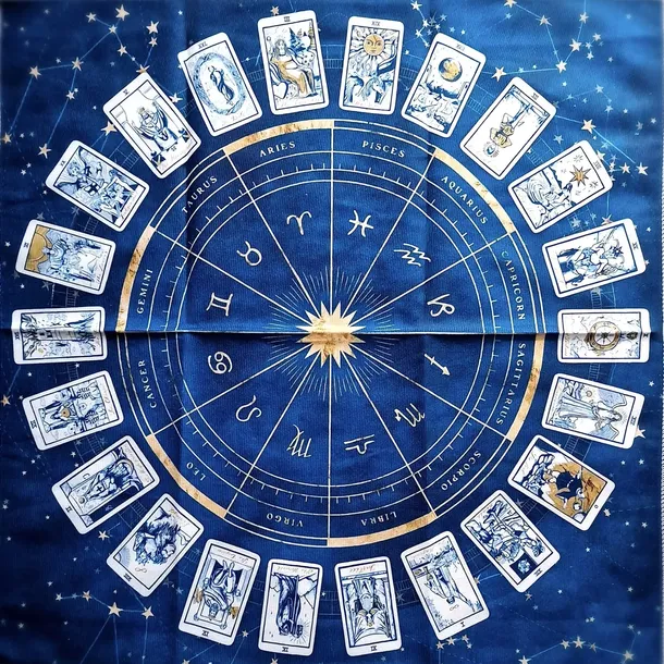 Obrus mata podkładka do tarota run wróżenia magiczna Niebieska Zodiak Tarot