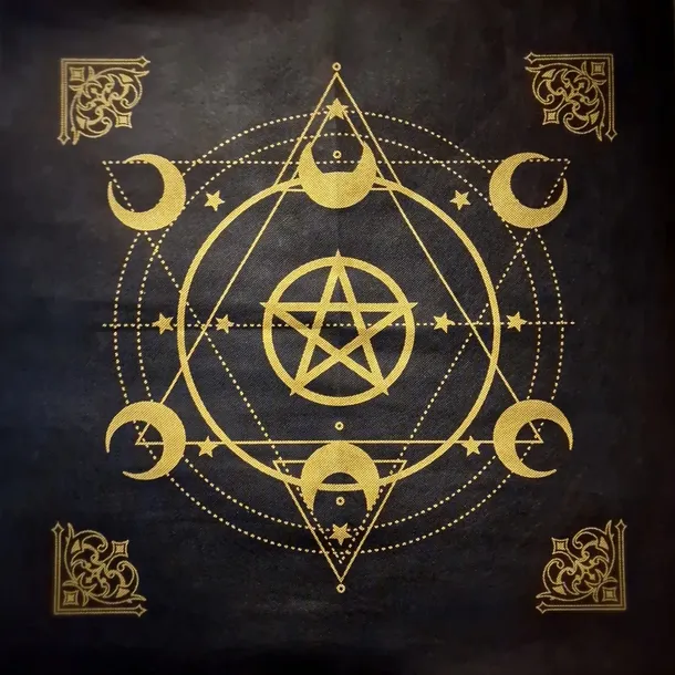 Obrus mata wróżbiarska podkładka do tarota run wróżenia mata stół pentagram