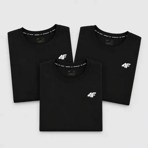 KOMPLET KOSZULEK MĘSKICH 4F ZESTAW 3PAK T-SHIRT XL TTSHM3341 CZARNY