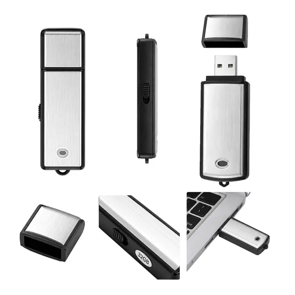 Mini Dyktafon Szpiegowski Podsłuch Pendrive Dyskretny USB Rejestrator 32GB