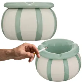 popielniczka-ceramiczna-zielone-paski-na-zewnatrz-taras-do-palenia-9-cm