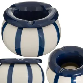 popielniczka-ceramiczna-niebieskie-paski-na-zewnatrz-taras-do-palenia-9-cm