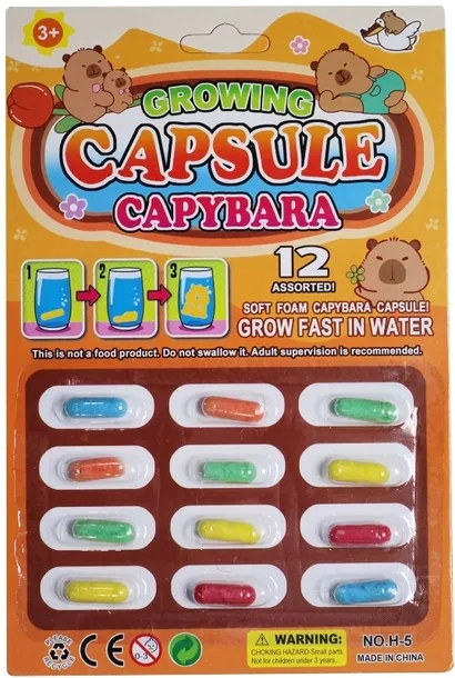 KAPSUŁKI ZWIERZĘTA WYKLUWAJĄCE W WODZIE CAPYBARA KAPIBARA 12szt na prezent