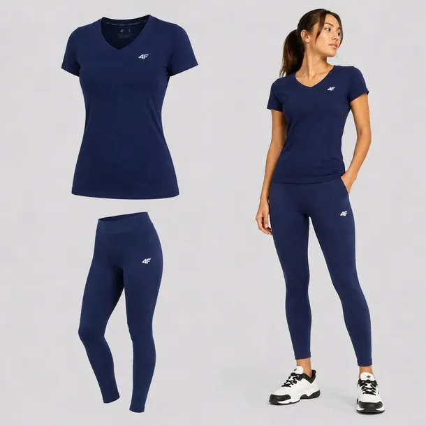 KOMPLET DAMSKI 4F T-SHIRT + LEGGINSY ZESTAW SPORTOWY NA CO DZIEŃ XS SS26