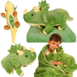 maskotka-z-kocykiem-dinozaur-zielony-kocyk-dla-dziecka-poduszka-pluszak