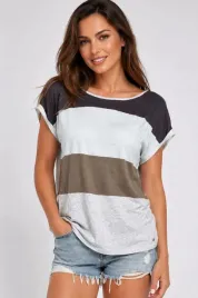 p1435-bluzka-damska-khujo-colorblock-olive-s-luzna-krotki-rekaw-s