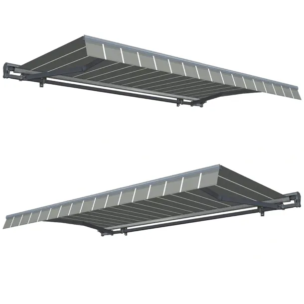 GUTROOF Markiza automatyczna Premium Grey/White szaro-biała - 5,0 x 3,0 m
