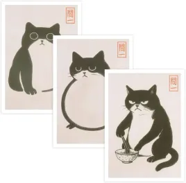 3-plakaty-z-kotami-japonskimi-sztuka-ukiyo-e-czarne-koty-na-plotnie-30x20