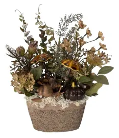 sztuczne-jesienne-kwiaty-grzyby-ceramiczne-slimak-gliniana-podstawa-24-cm