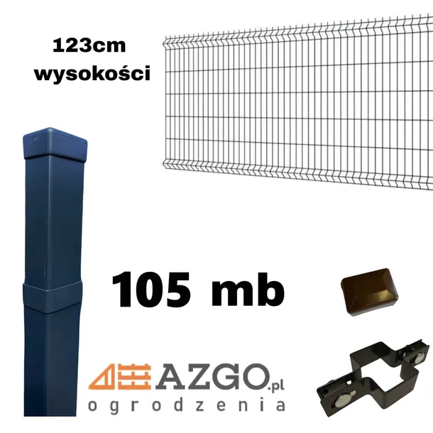 Ogrodzenie Panelowe 123cm fi4 – KOMPLET 105 mb (panele, słupki i akcesoria)