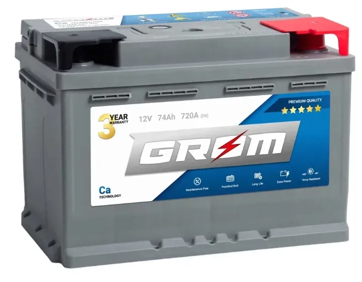 AKUMULATOR GROM PREMIUM 74AH 720A P+ GWARANCJA 3 LATA - RADOM