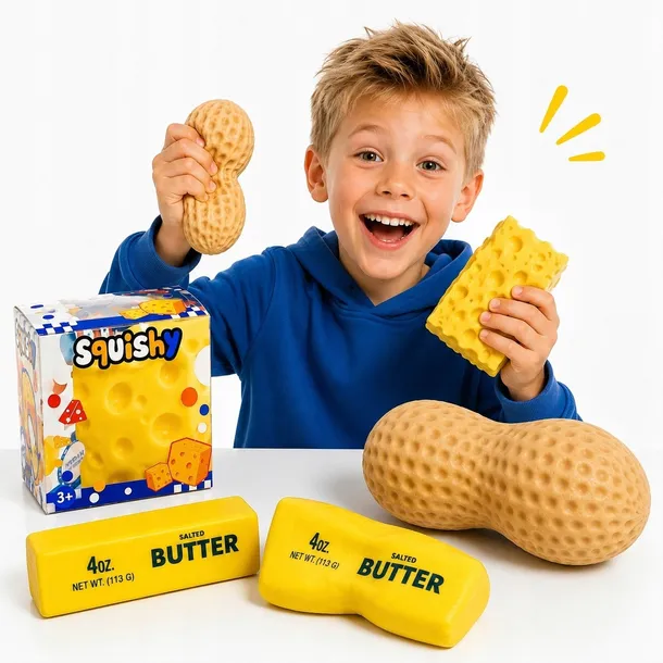 Gniotki Squishy 3w1 Wazelinowe Ser Butter Masło Kostka Antystresowe ForKids