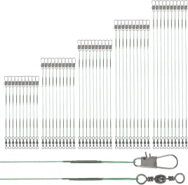 50-szt-stalowych-przyponow-hecht-z-kretlikiem-i-karabinczykiem-zielone