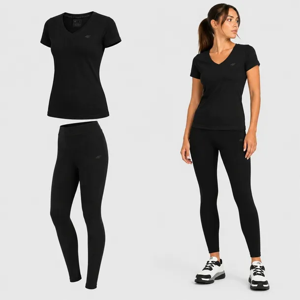 ZESTAW DAMSKI 4F T-SHIRT + LEGGINSY KOMPLET SPORTOWY NA CO DZIEŃ L SS26