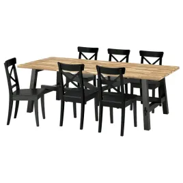 ikea-skogsta-rosentorp-stol-i-6-krzesel-akacja-czarny-235x100-cm