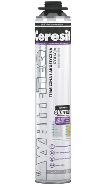 Piana montażowa pistoletowa CERESIT WHITETEQ 750ml