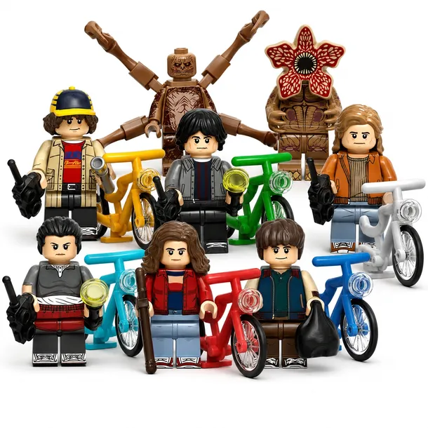 MINIFIGURKI KLOCKI STRANGER THINGS 8EL. + AKCESORIA KOMPLET 8 SZTUK