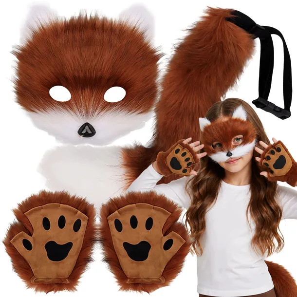 STRÓJ LISA KOTA WILKA FURRY THERIAN OGON MASKA ŁAPKI LIS KOT WIEWIÓRKA