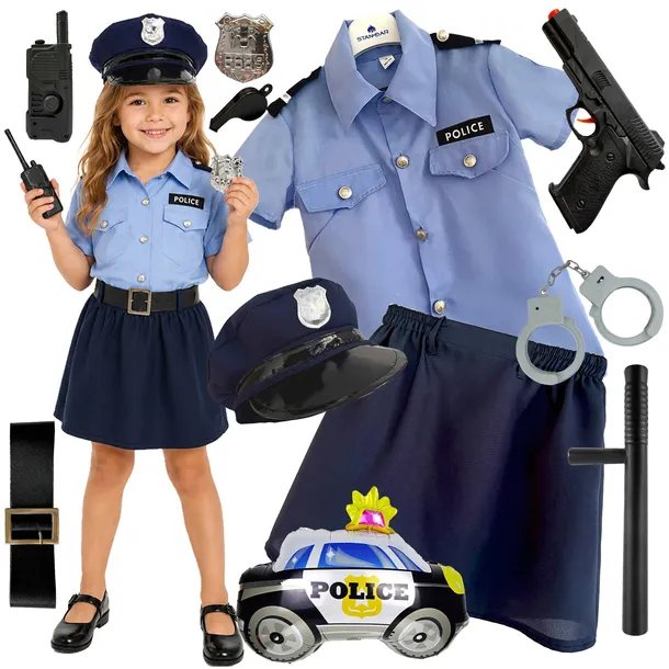 STRÓJ POLICJANTKI KOSTIUM POLICJA STRÓJ KARNAWAŁOWY 104 / 110 + AKCESORIA