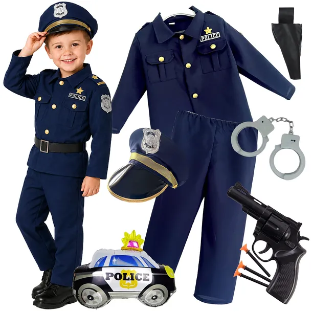 STRÓJ POLICJANTA KOSTIUM POLICJANT STRÓJ KARNAWAŁOWY 104 / 110 + AKCESORIA