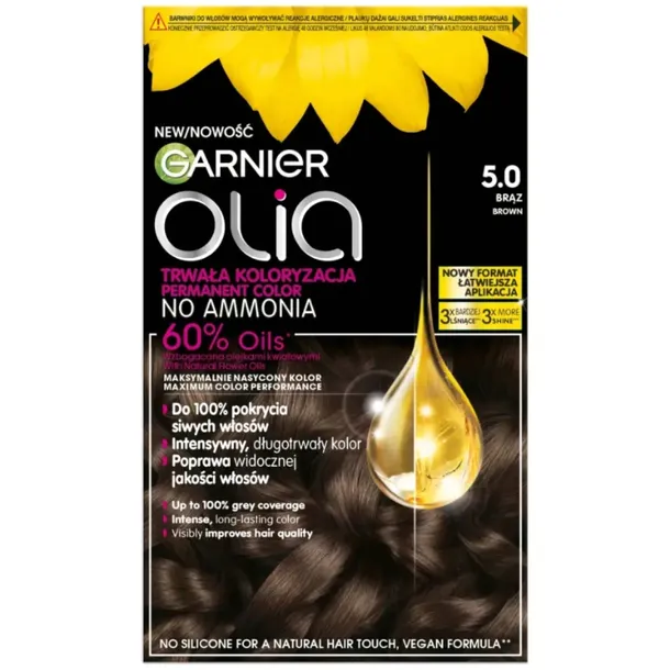 Garnier Olia Color Permanentna Koloryzacja Farba Do Włosów 5.0 Kolor Brąz